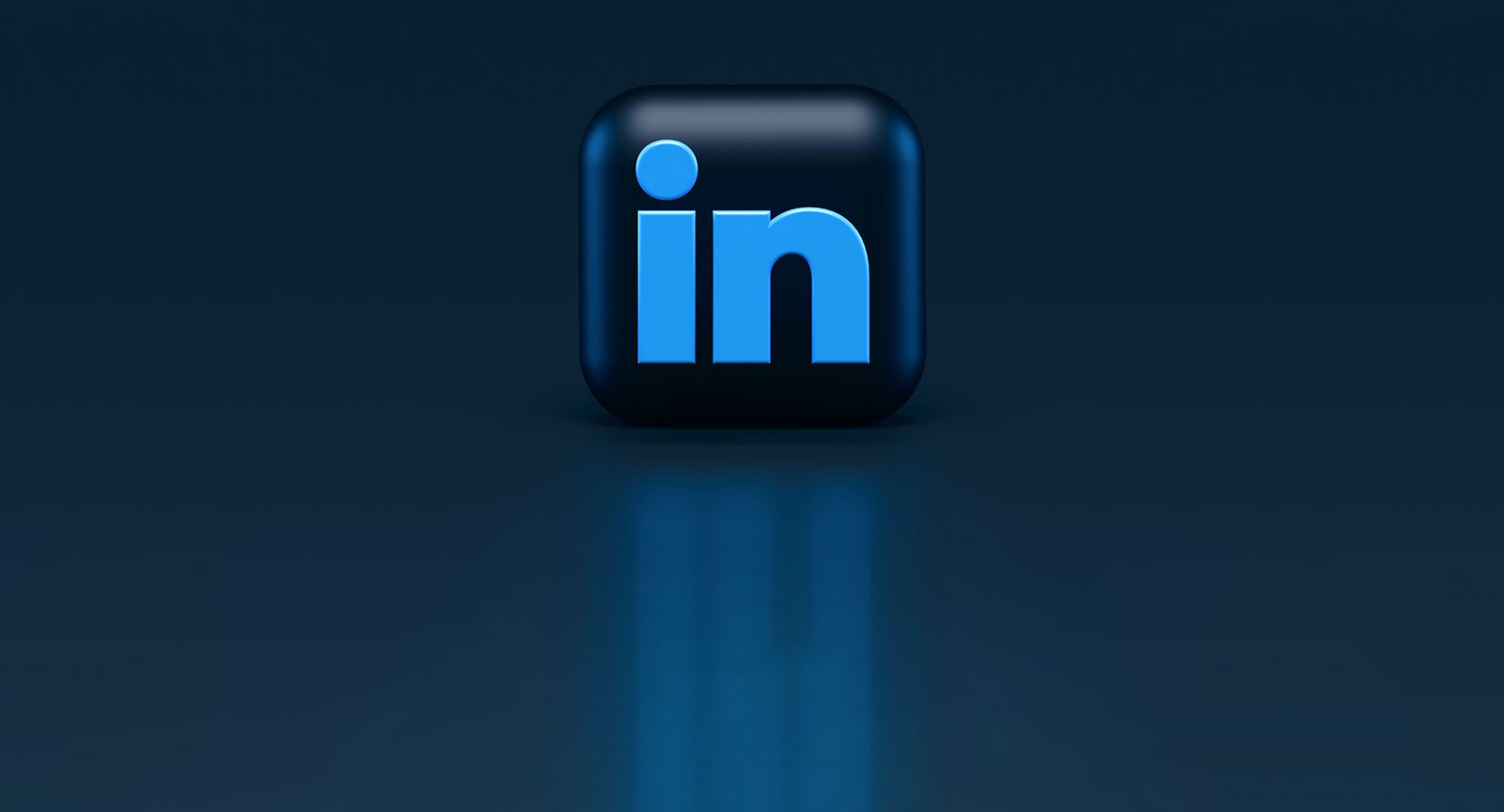 logo de linkedin en 3 dimensions sur fond bleu